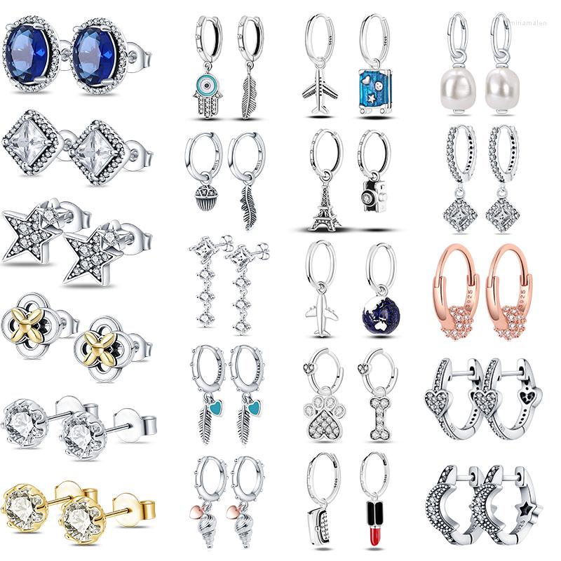 

Stud Earrings 2023 Charm Double Hoop 925 Silver Fit Original Brand Charms Diy Fine Jewelry Gift For Women Earring Making