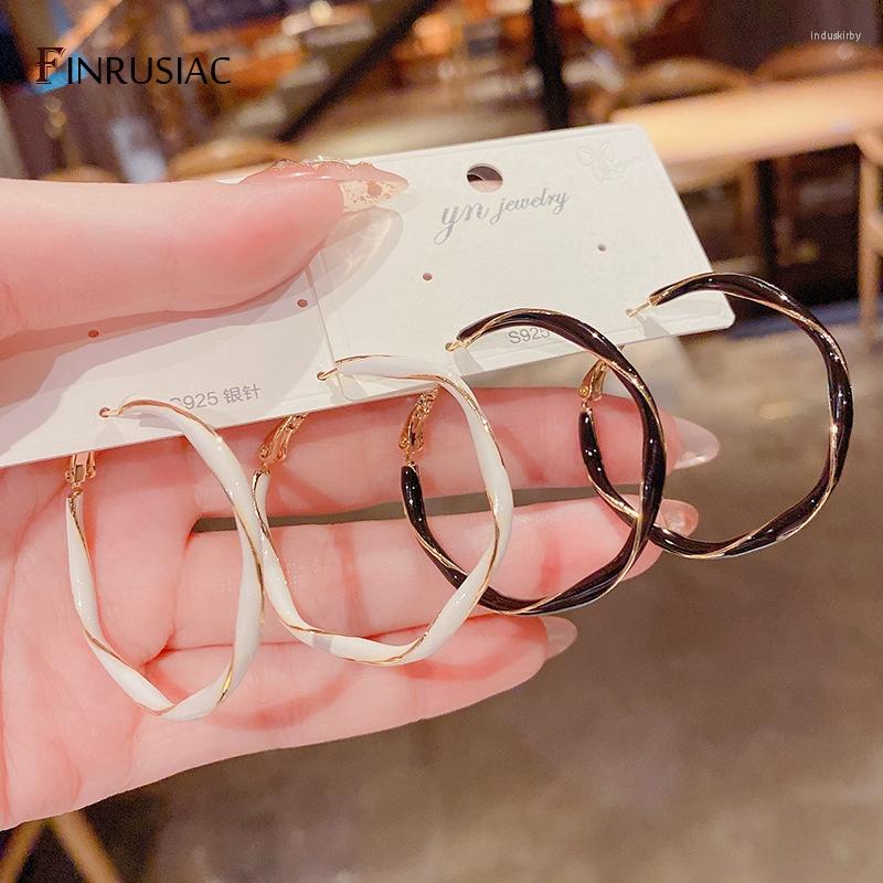 

Hoop Earrings Hoops Woman Fashion 2023 Round Twist Enamel Earring 14k Real Gold Plated Big Smooth Circle Trending Products