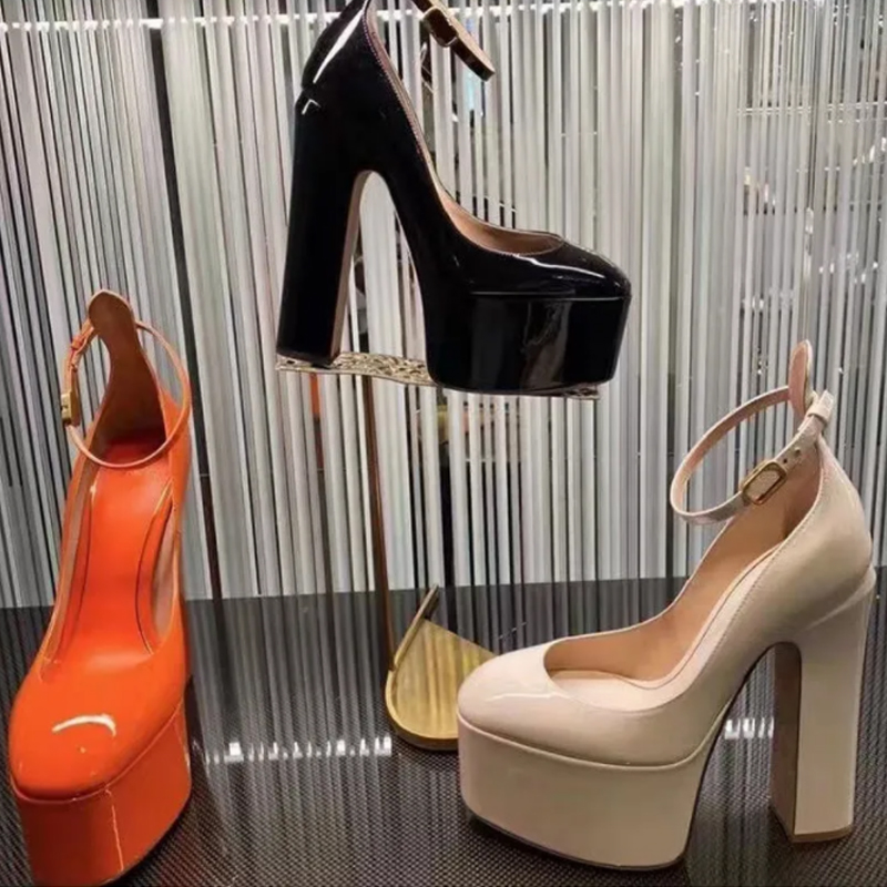 

Dress Shoes women high heeled patent leather top quality Patent leather Lady pumps Luxury Designer round toes 15.5CM Wedding Party Sandal Fish mouth Sandals fashion, Nude 15.5cm