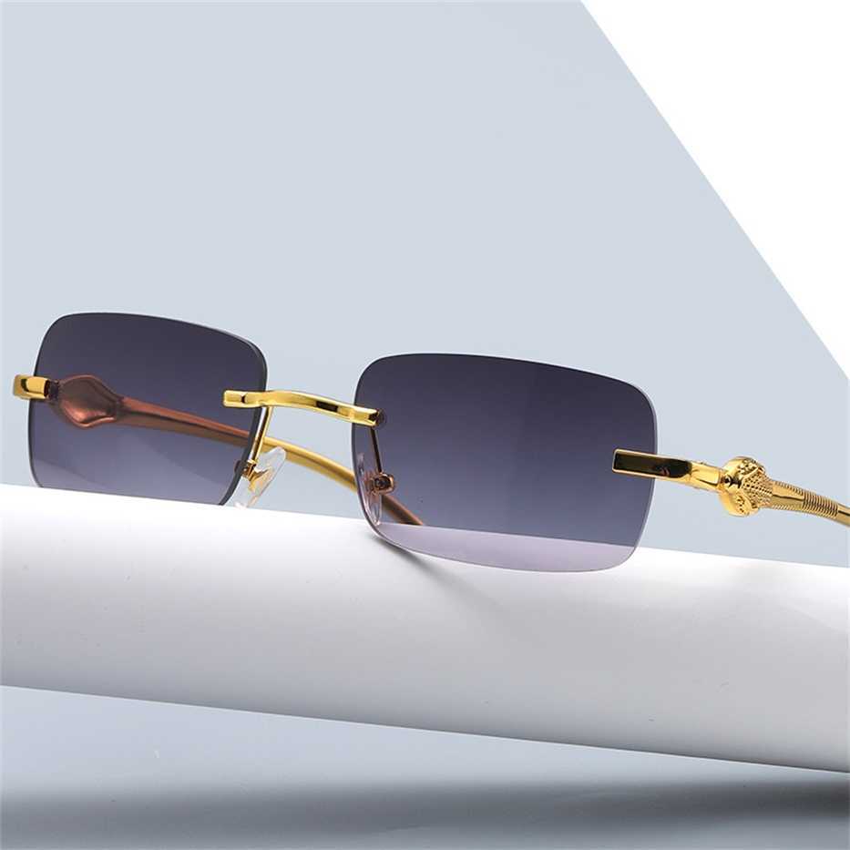 

Sunglasses 2023 new k frame square small metal leopard head trend sun glasses