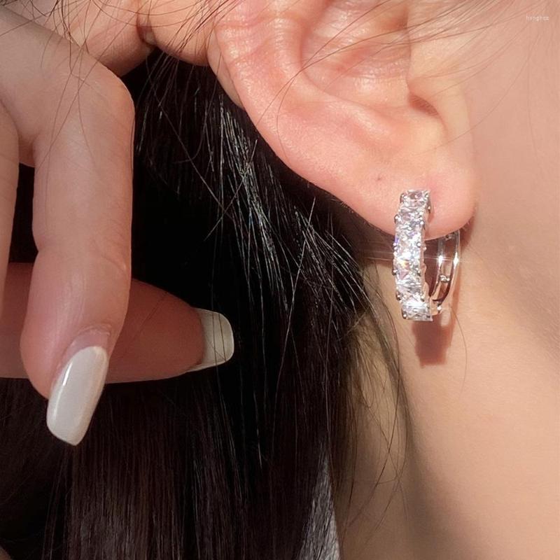 

Hoop Earrings Luxury Dainty Crystal Piercing Big For Women Wedding Party Aesthetic Accessories Shiny Zircon Jewelry KCE115