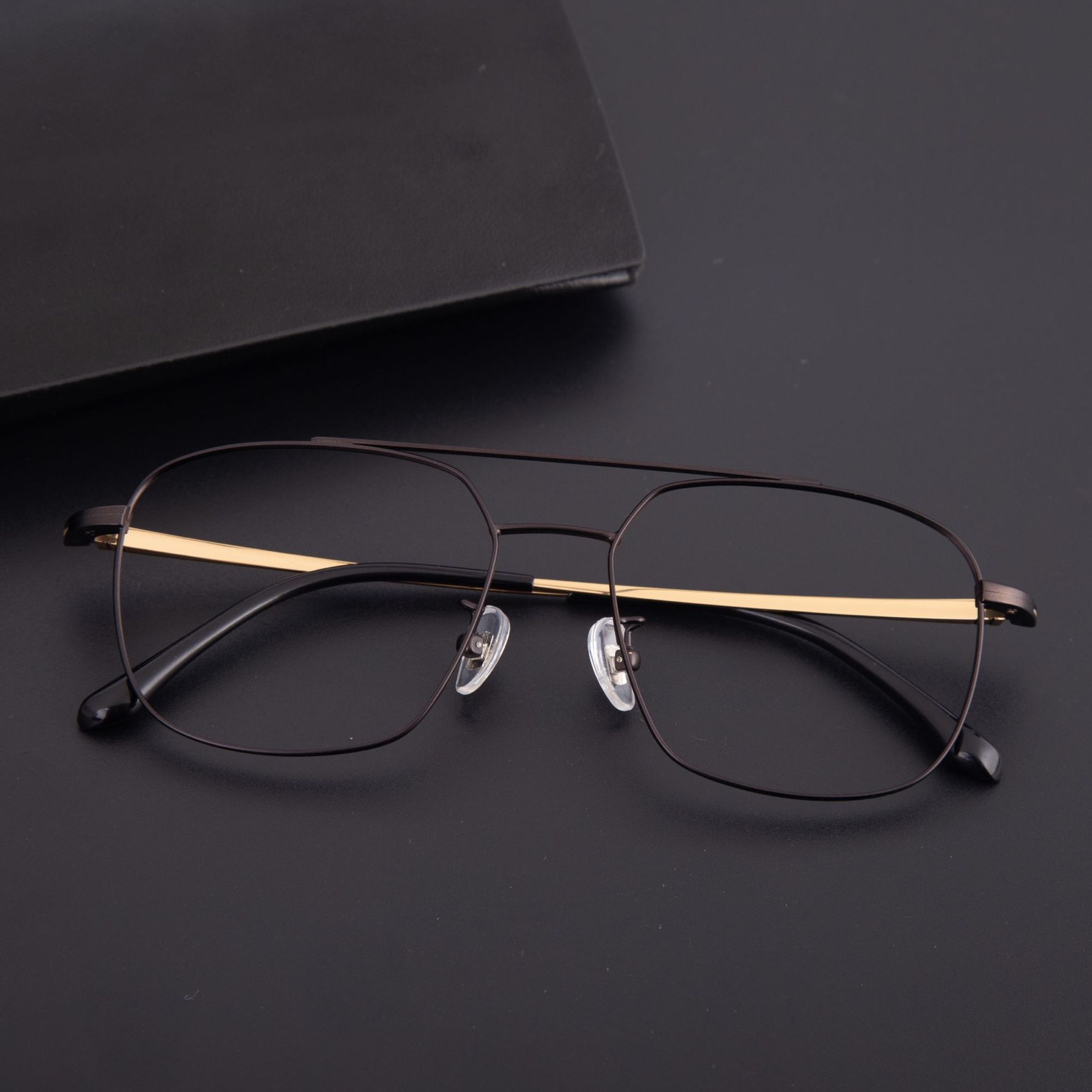 

Men's harbor wind style glasses ultra-light pure titanium prescription mirror high-end personality beam flying look far look near glasses