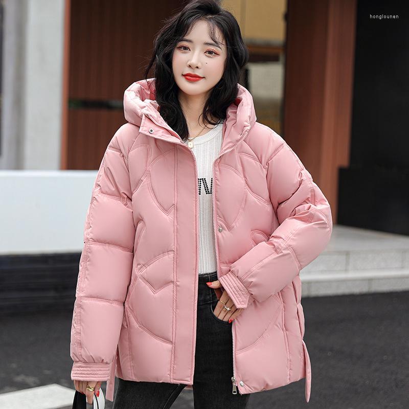 

Women's Trench Coats Winter Jacket Women Parkas 2023 Fashion Loose Hooded Thick Warm Overcoat Cotton Padded Parka Outerwear Female Overcoa, Red