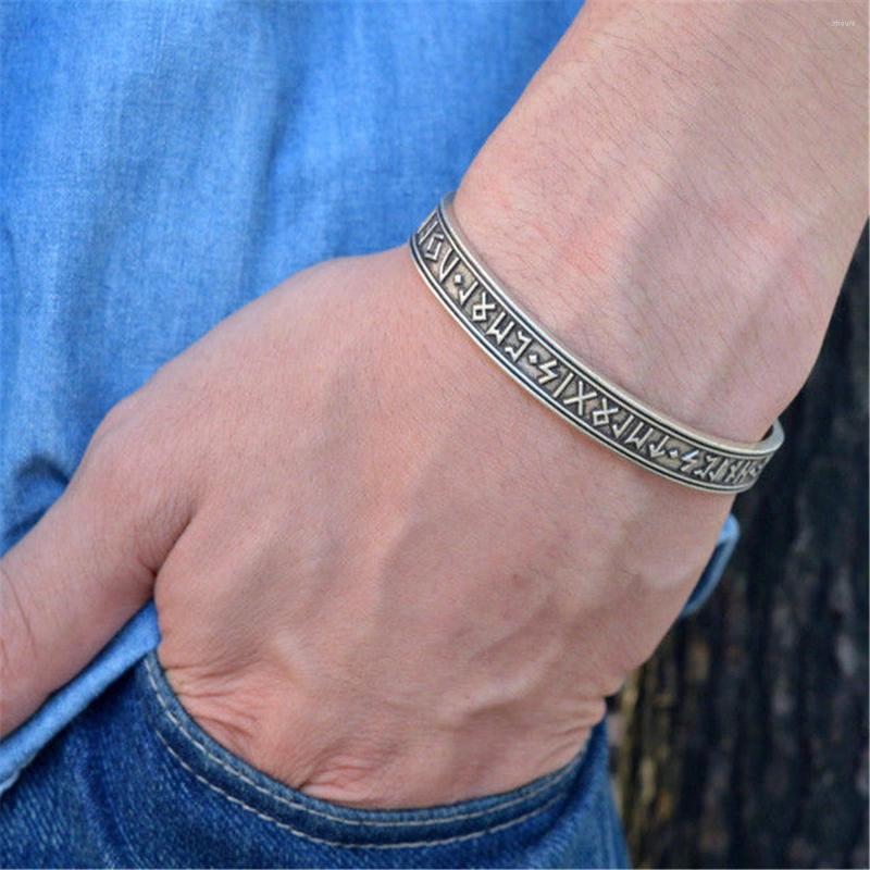 

Bangle Amulet Silver Viking Rune Bracelet Nordic Mythology Cuff