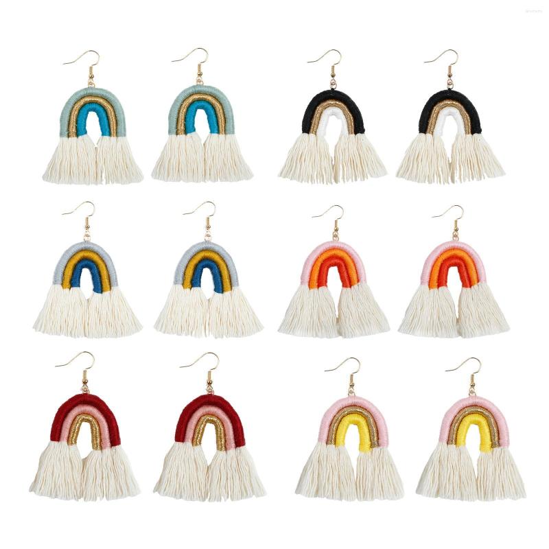

Dangle Earrings Tassel Rainbow Shape Long Fringe For Women Girls Statement