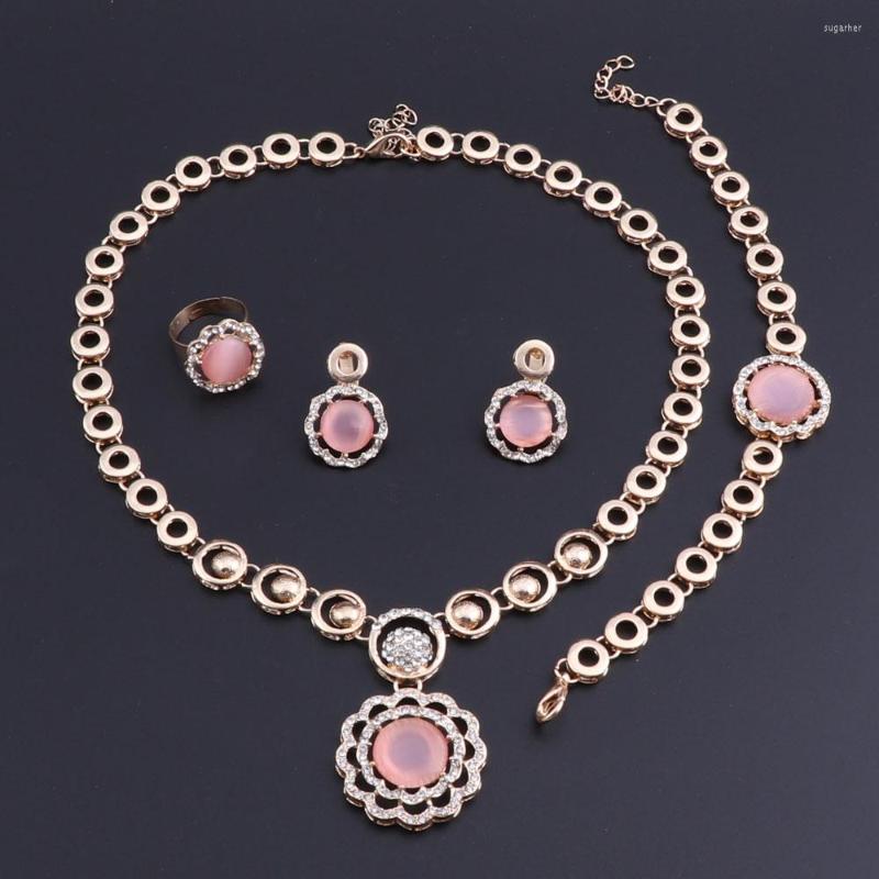 

Necklace Earrings Set OEOEOS Classic Nigerian African Beads Jewelry Wedding Party Fashion Dress Bracelet Ring For Women, Picture shown