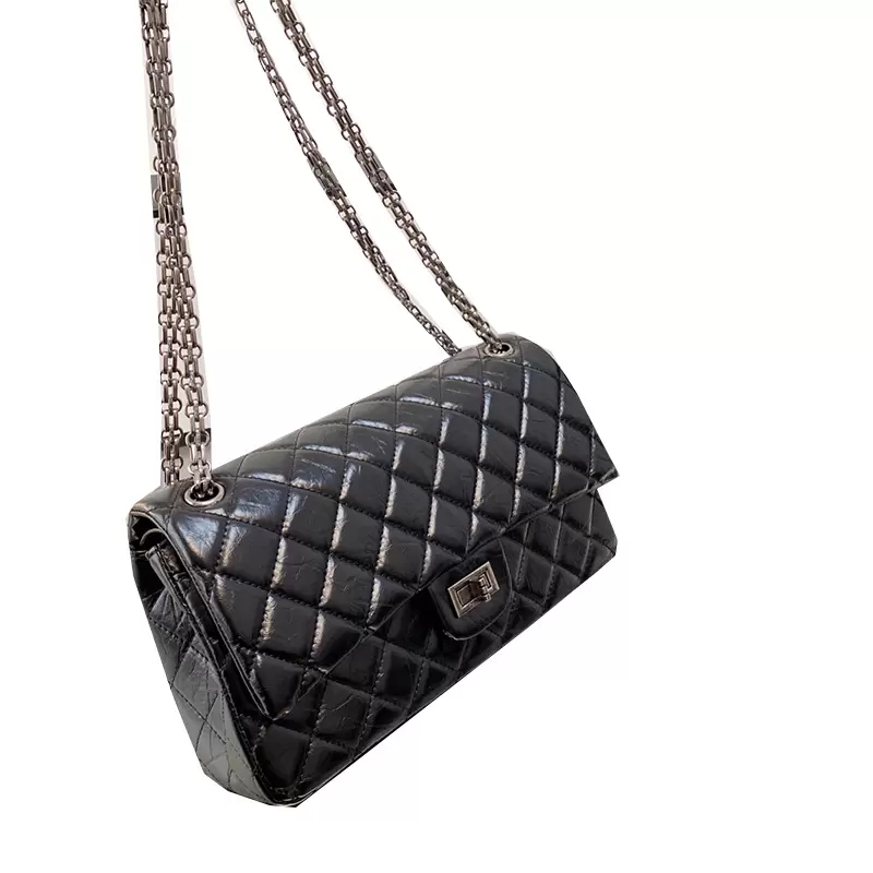 

9A Quality Channel CF 2.55 Shoulder Bag Lambskin Leather Elephant texture Women Luxurys Designers Classic Gold Silver Chain Ladies crossbody tote black Bags Vintag, White with silver chain