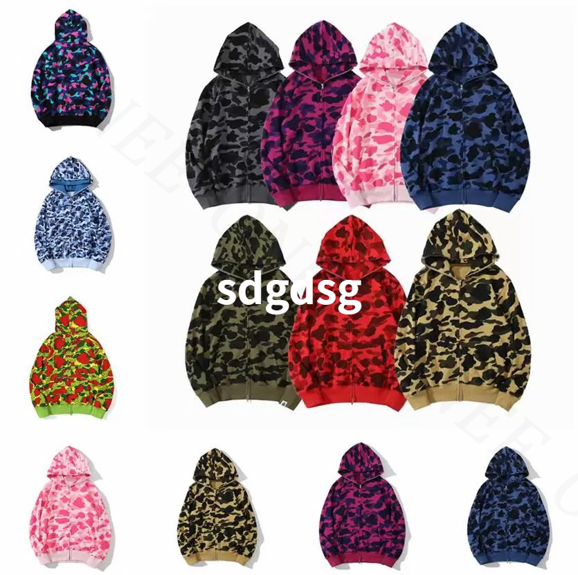 

Designer Men's and Women's Hoodies Popular Shark Pattern Sportswear Camouflage Zipper Hoodie High-quality Jacket Pure Cotton 01, 2203