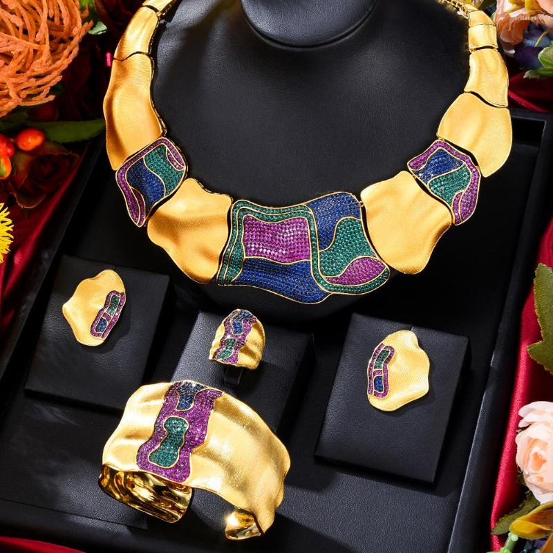 

Necklace Earrings Set Missvikki Dubai Bridal Jewelry Luxury Gougeous Splicing Bangle Ring For Women Wedding Engagement Party, Picture shown