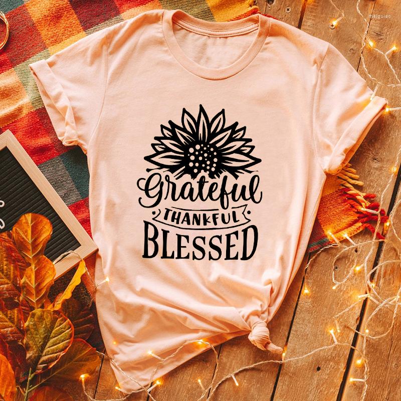 

Women's T Shirts Thankful Shirt Thanksgiving For Woman Grateful Blessed Tshirt Fall Kawaii Clothes Tee Harajuku XL, Ws3055-d2