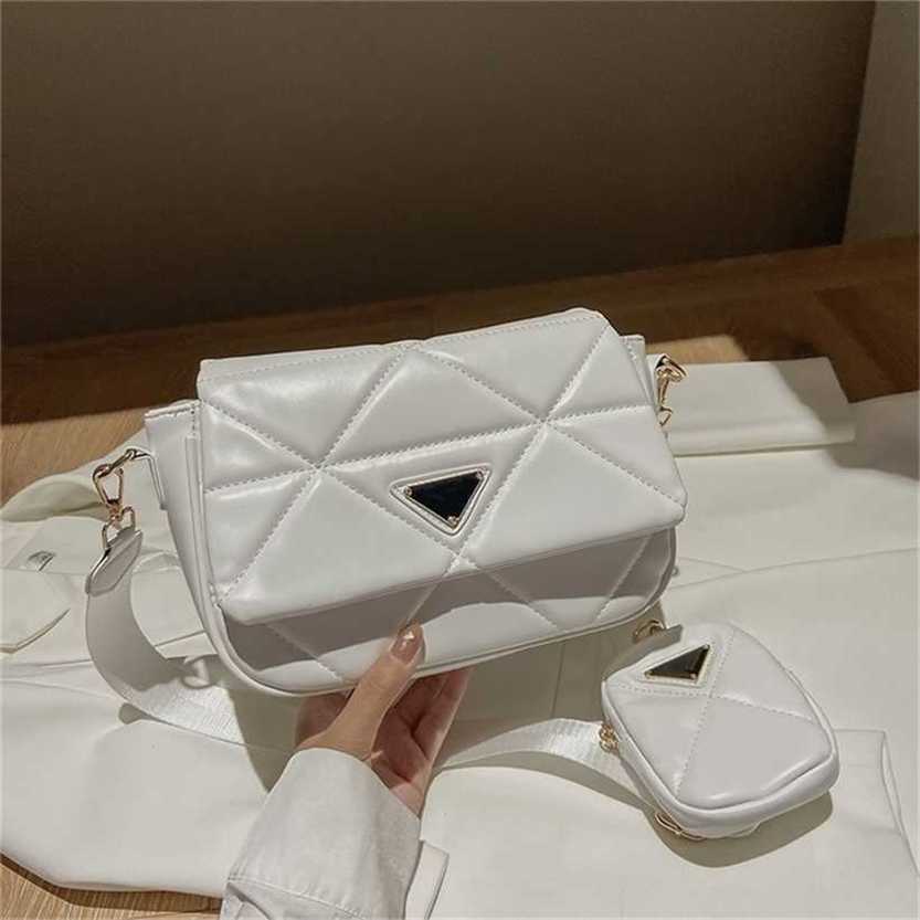

handbag 2023 Fashion women's bag leather quality Handbag women's can be and mixed batches simple rhombic lattice strap three in female mother Bag, White6