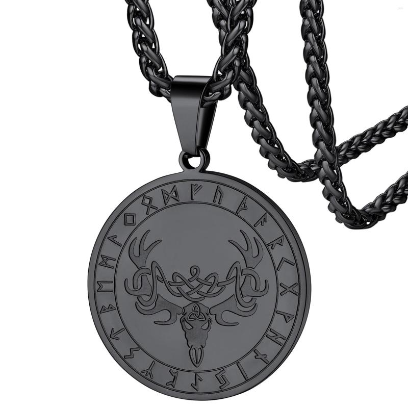 

Pendant Necklaces ChainsPro Celtic Mythology Viking Deer Antler Necklace For Men Women Stainless Steel/18K Gold Plated CP779