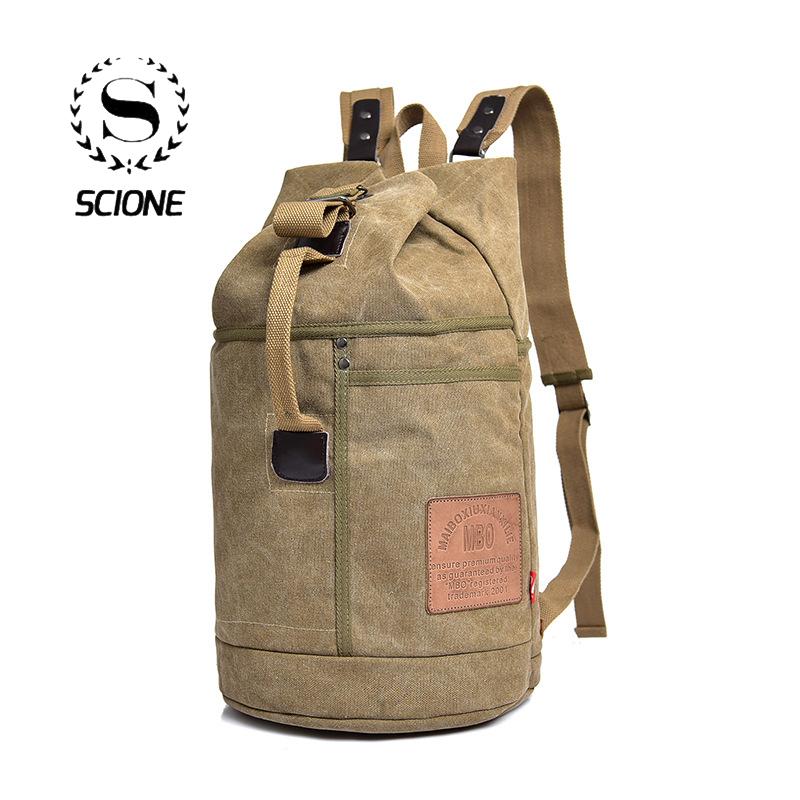 

Backpack Travel Sports Bag Fitness Men Handbag Vintage Canvas Backpacks For Round Bucket LargeTactical K002, Black