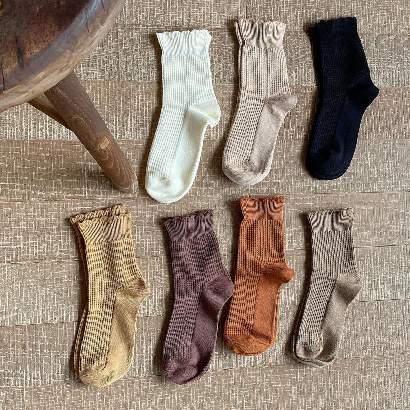 

Women Socks JK Lace Korean Style Mid-Calf Sweet White Lolita Student Ins Bunching For Girls Cotton Hosiery, Black