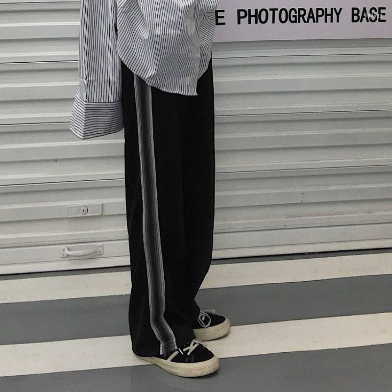 

Women's Pants CGC 2023 Casual Harajuku High Waist Pant For Women Fashion Stripe Straight Wide Leg Loose Female Solid Trousers Sweatpants, Black