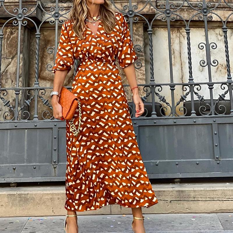 

Women' Tracksuits Sexy V-neck Long Sleeve Shirts And Skirt Suits Women Casual Bohe Party Satin Outfits Elegant Pattern Printed Two Piece, 01 orange