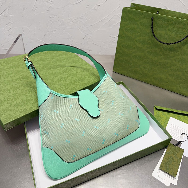 

40cm Crescent Designer Bag Flat Shoulder Half Moon Bags Women Crossbody Underarm Shop Bags Handbags Purse Embroider Canvas Genuine Leahter Flap Tote 2 Letter Buckle, Pink