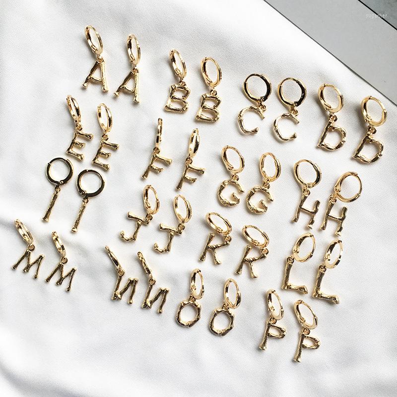 

Dangle Earrings Legenstar A-Z Fashion Letter Alphabet Pendant Earring For Women Initial Bamboo Hoop DangleEarring Gold Color Korean