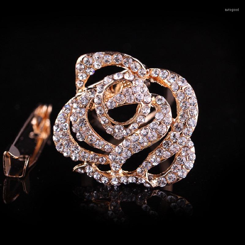 

Brooches TULX Rhinestone Rose Flower For Women Lady Beauty Plant Shawl Clip Scarf Buckle Casual Party Brooch Pin Gifts