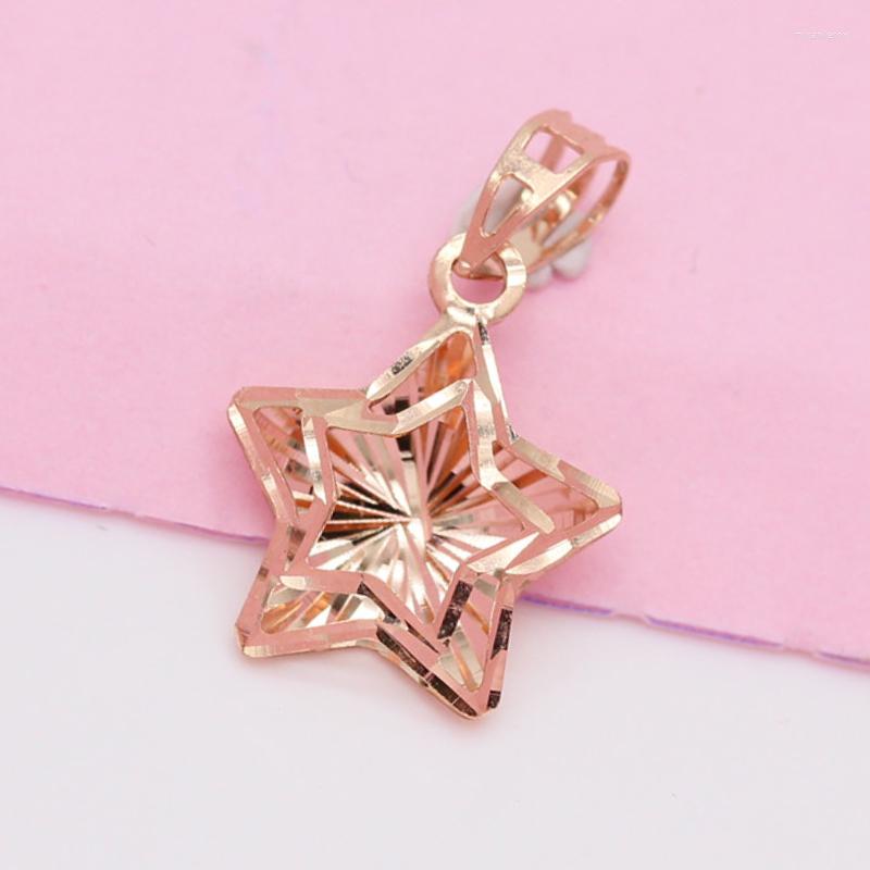 

Chains Creative 585 Purple Gold Hollow Star Pendant Plated 14K Rose Necklace Exquisite Wedding Ladies Jewelry Gift