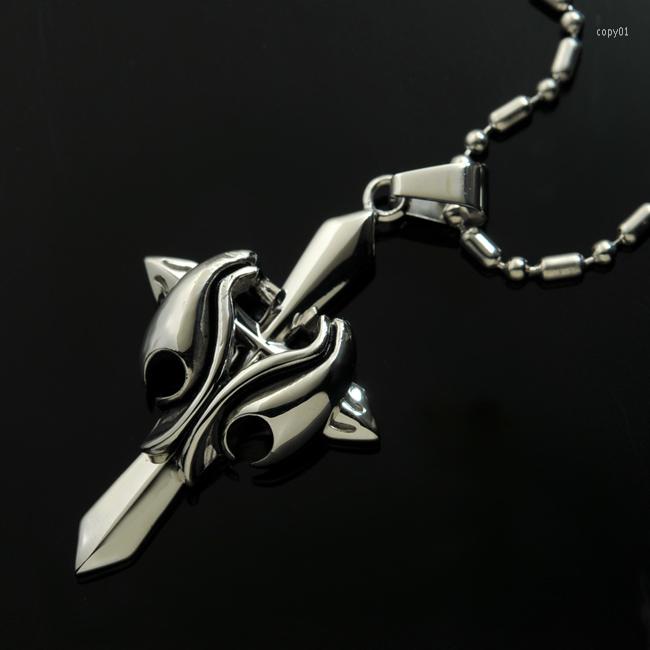 

Pendant Necklaces Punk Fashion Brave Men Stainless Steel Necklace Personality Male Cross Jewelry For Biker Gifts HP335