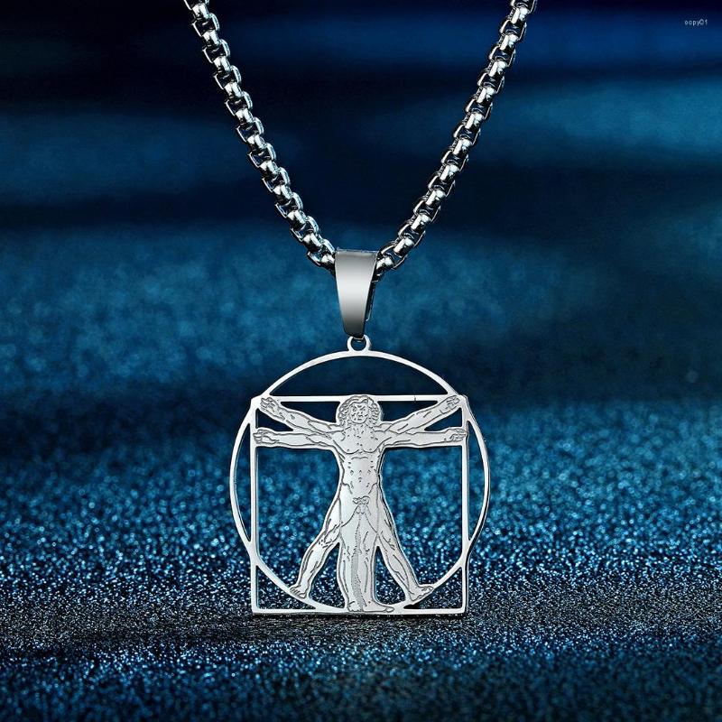 

Pendant Necklaces Da Vinci Vitruvian Man Necklace Stainless Steel Leonardo Gift For Men And Women Geometry