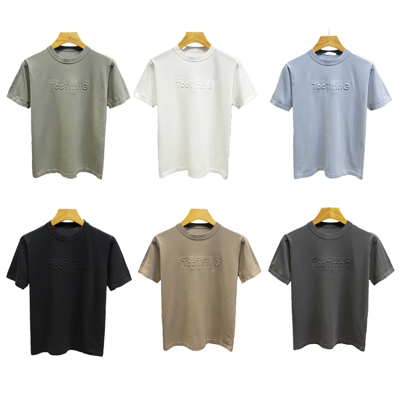 

Summer crew neck short sleeve men's T-shirts cotton women's T-shirt designer high product solid color breathable sweat absorption anti-wrinkle anti-pilling men's wear, Army green