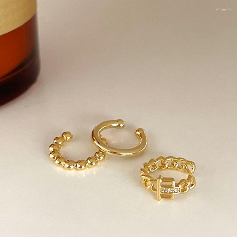 

Backs Earrings 3Pcs/set Fashion Simple Gold Color Ear Clip Earring For Women Punk Rock Non-Piercing Fake Cartilage Cuff 2023 Trendy Jewerly