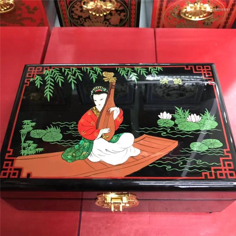 

Jewelry Pouches Beautiful Chinese Handmade Classic Wooden Lacquer & Ancient Beauty 2 Layers 015
