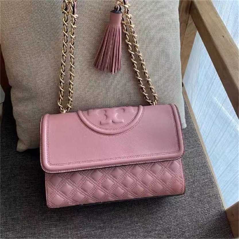 

handbag 2023 Fashion women's bag leather quality Handbag women's cousin same style rhombic lattice chain Shoulder Messenger solid color tassel Bag, White12