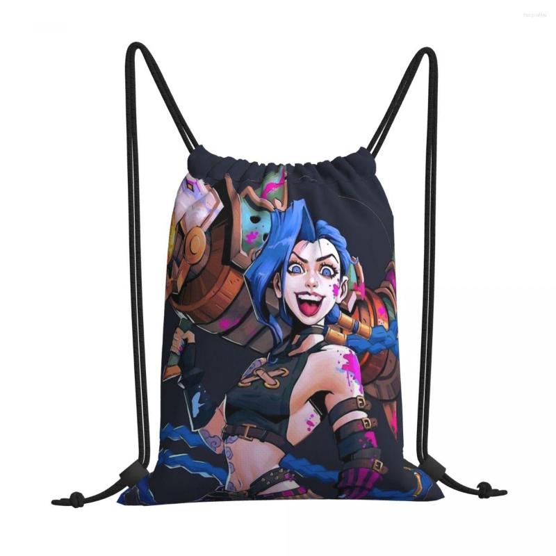 

Shopping Bags Jinx Warrior Arcane League Of Legends Drawstring Hiking Unisex Waterproof Storage Organize Bundle Pocket Rope Bag, White
