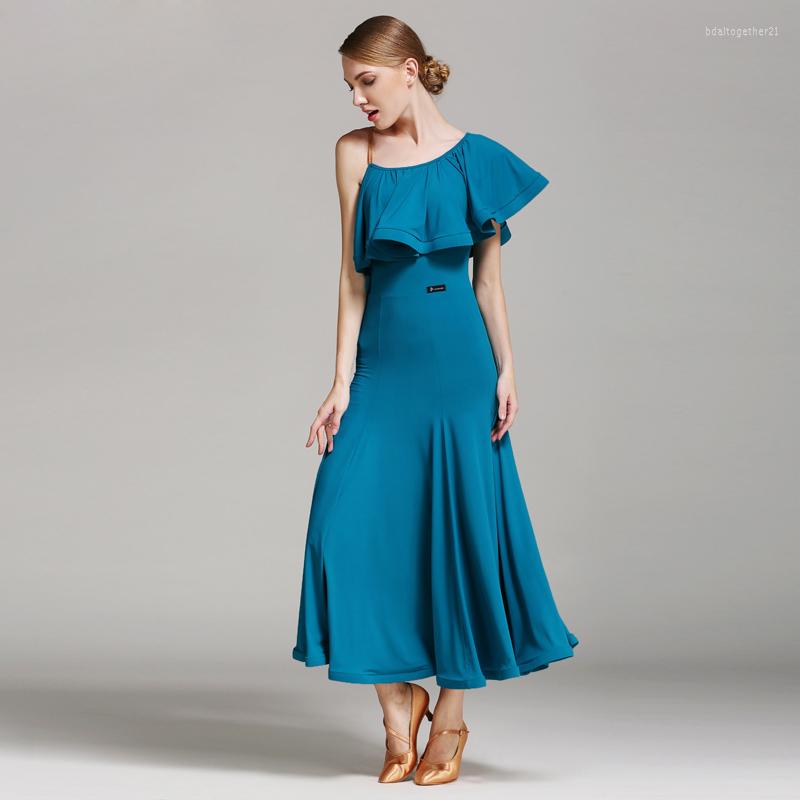 

Stage Wear Blue Flamenco Dresses Fringe Spanish Clothing Standard Dance Ballroom Waltz Tango Modern Costumes, Black
