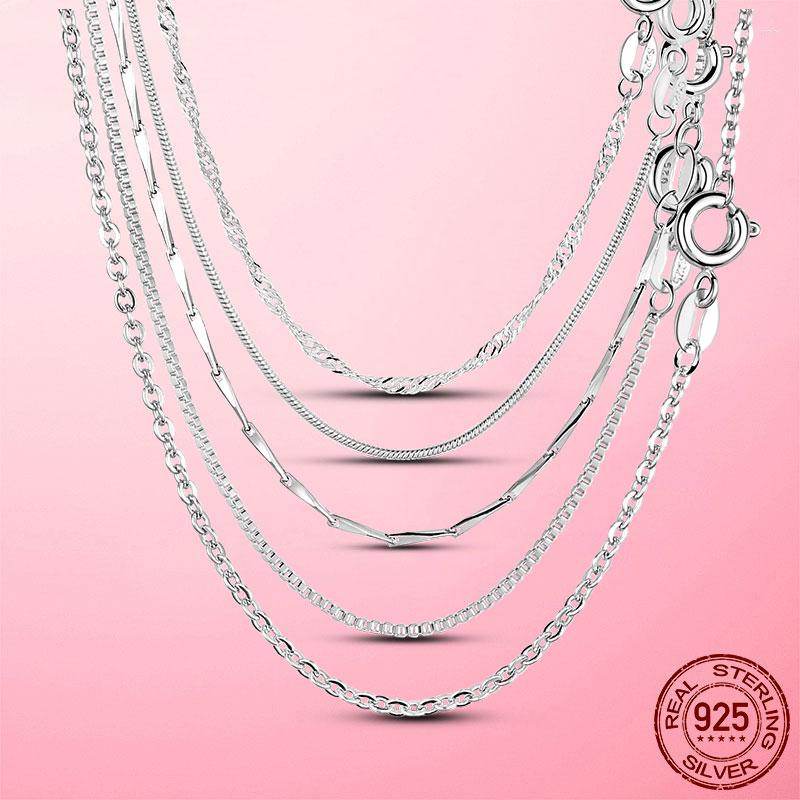 

Chains Clavicle Chain 925 Silver Link Choker Necklace For Women Basic Lobster Clasp Necklaces Party Jewelry Collar