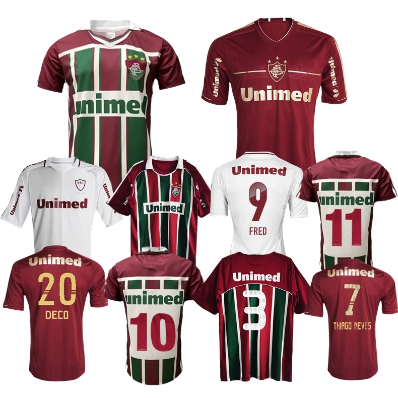 

2008 2009 2011 2012 Fluminense retro soccer jerseys 2013 2002 2003 Jorginho Romario Fred DECO Neves T.Silva 100th Anniversary vintage classic football shirt, 08 09 home jersey