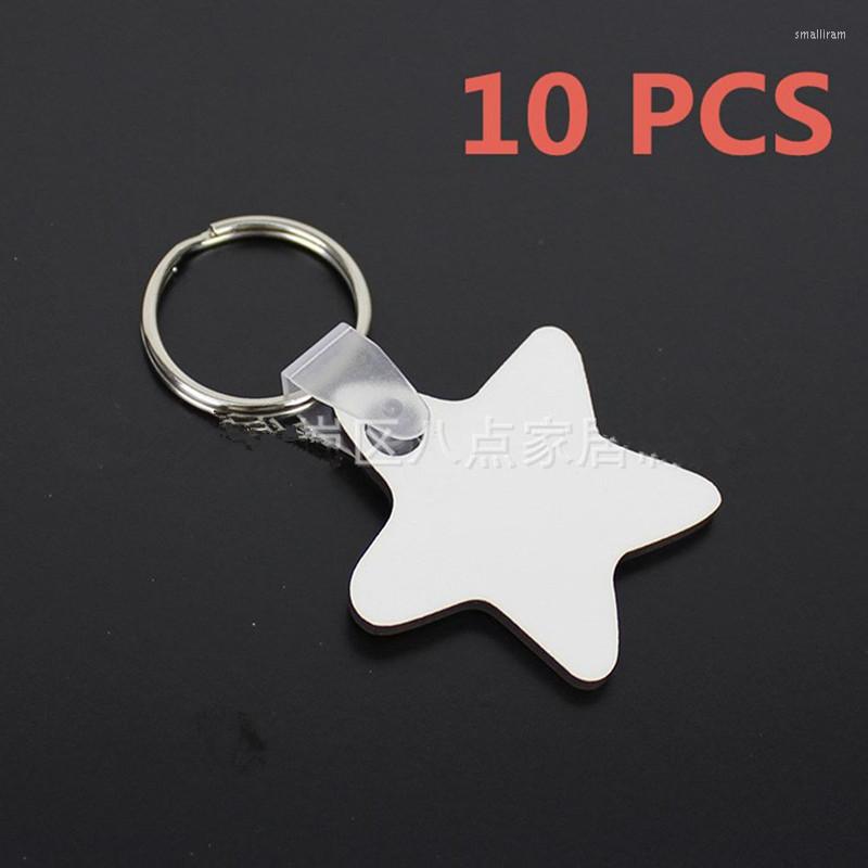 

Keychains 10Pcs DIY Sublimation Wooden Hard Board Five-pointed Star Printing Key Rings Blank MDF Chain Jewelry Accessory LYY9170