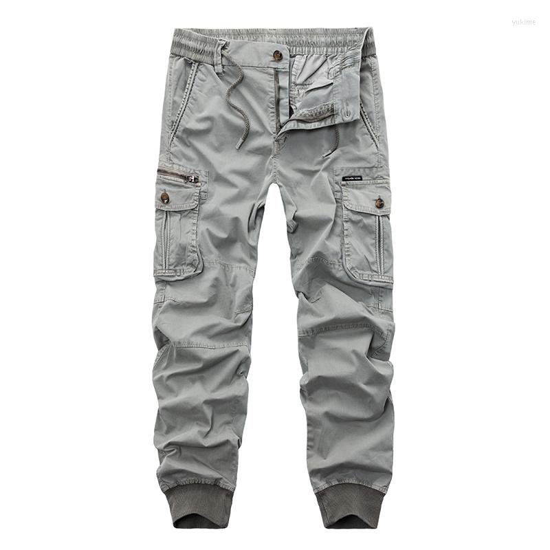 

Men's Pants 2023 Brand Casual Joggers Solid Color Men Cotton Elastic Trousers Military Style Army Cargo Mens Leggings -38, Khaki