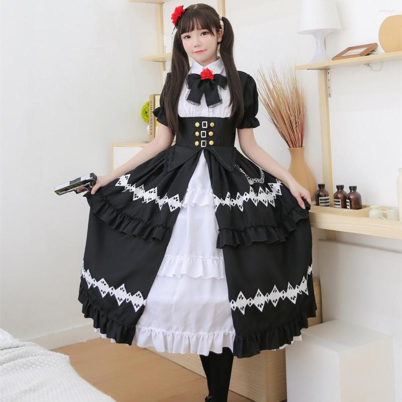 

Party Dresses MAGOGO Cosplay Costume Female Anime Short Sleeve Patchwork Bow Lolita Princess Dress, Black