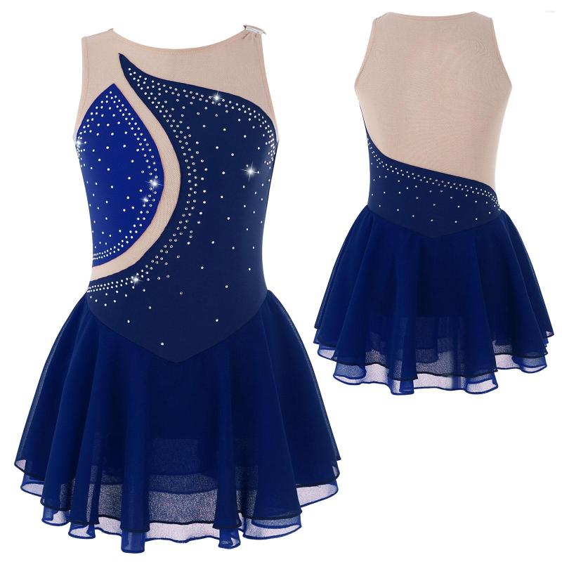 

Stage Wear Glitter Ballet Gymnastics Leotard Dress Kids Girls Sleeveless Suit Shiny Figure Skating Performance Dance Costumes, Burgundy c