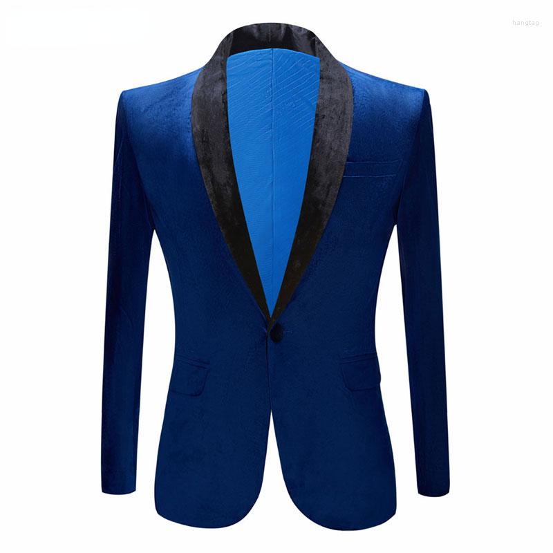 

Men's Suits Luxury Royal Blue Velvet Tuxedo Blazer Men Shawl Collar One Button Suit Jacket Mens Wedding Party Dinner Costome Homme