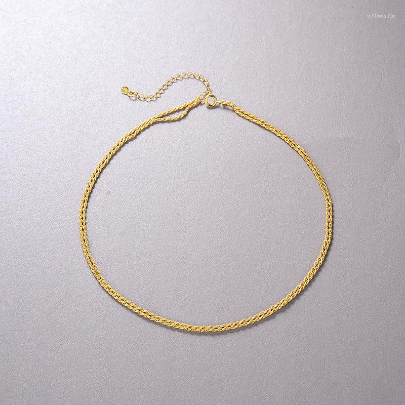 

Chains 2023 Nostalgic High-End Retro Elegant Simple Classic Exquisite Knotted Design Golden Necklace Female S925 Sterling Silver