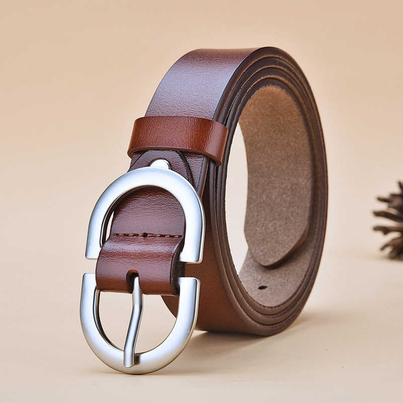 

Waist Chain Belts Buckles Men's Women's New leather belt women's versatile belt women's versatile cowhide Jeans Belt needle buckle, Black