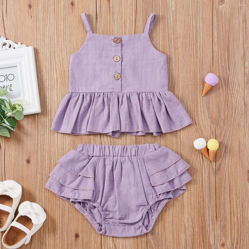 

Clothing Sets Infant Baby Girl Sleeveless Solid Ruffle Tops Cotton Color Shorts Clothes Set 2PCS Stretch Wrap, Yellow