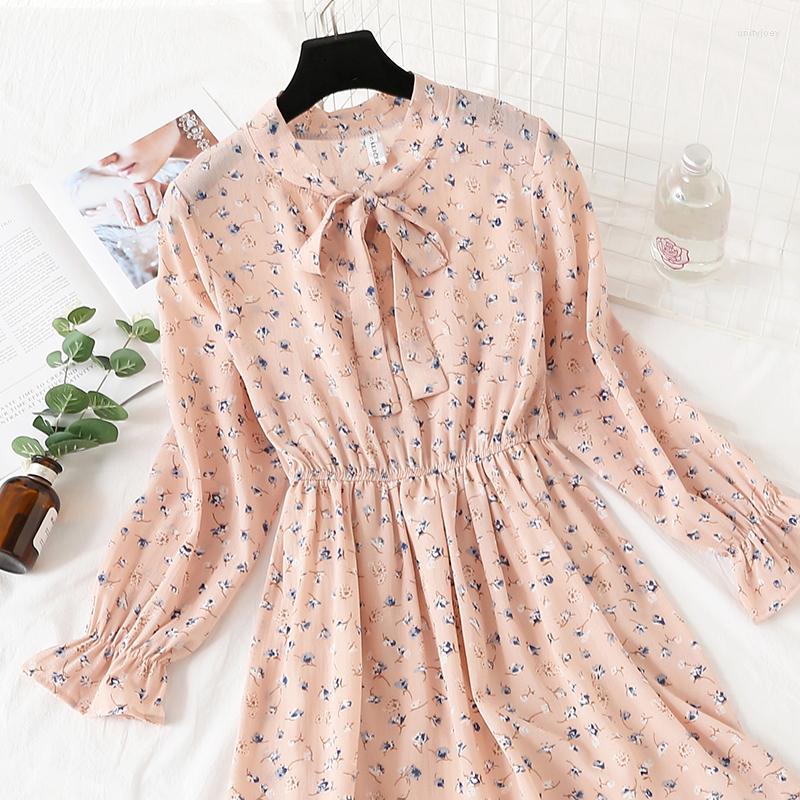 

Casual Dresses Plus Size Women's Clothing Long Sleeve Chiffon Shirt Women Red Bow Floral Club Party Spring Autumn Woman Summer Vestidos, 12