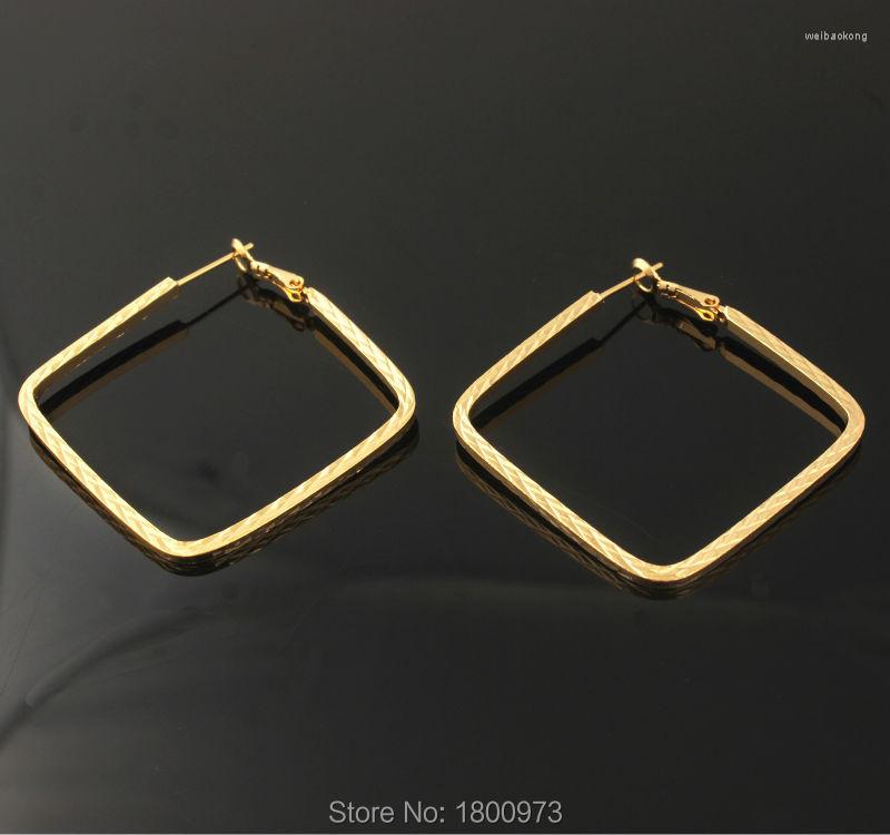

Hoop Earrings Gold Color Copper Unique Square Shaped Fashion Jewelry For Women