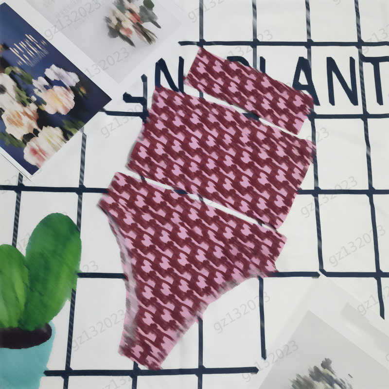 

Beach Three-piece Swimsuit Womens Swimwear Classic Logo Print Strapless Top Tummy Control Bathing Suits 2 Colors Swim Wear Girl 0912, 12