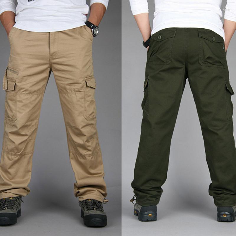 

Men's Pants Cargo Men Cotton Tactical Multi-Pocket Overalls Male Combat Loose Trousers Military Work Straight Joggers, Gray