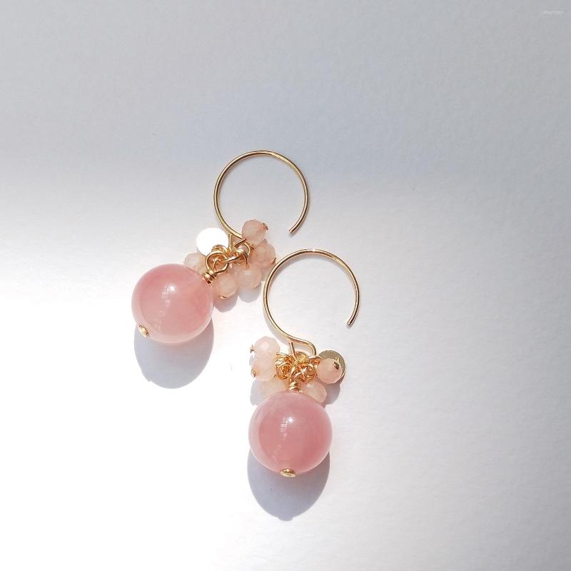 

Dangle Earrings Lii Ji Natural Madagascar Rose Quartz American 14K Gold Filled Real Gemstone Handmade Jewelry For Women Girl Gift