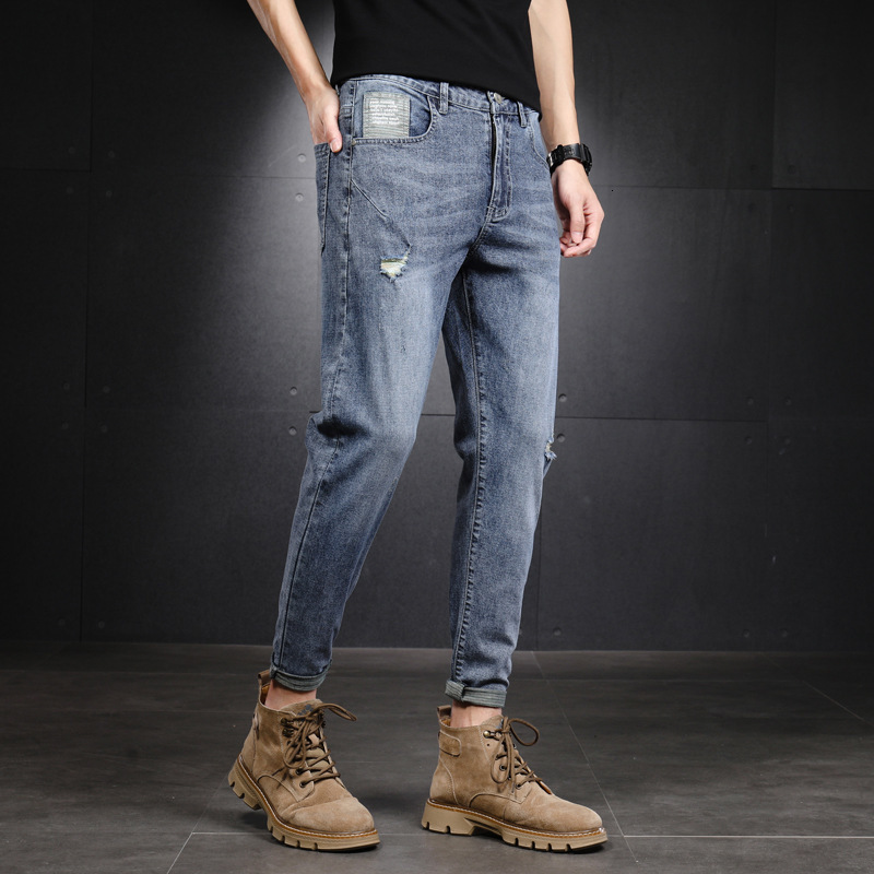 

Men's Jeans Fashion Men's Jeans Trousers Cotton Straight Elastic Business Pants Classic Style Jeans Denim Male Pants 230313, Blue