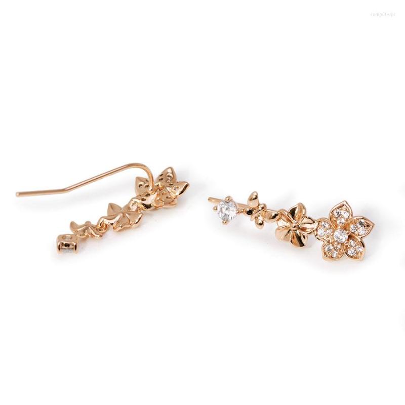 

Hoop Earrings MxGxFam Real Pos Zircon Flowers Hook For Fashion Women CZ Gold Color 18 K