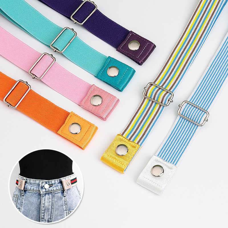 

Waist Chain Belts Buckles Men's Women's Lazy belt belt untied elastic belt men's and women's versatile jeans seamless invisible woven canvas belt, Black